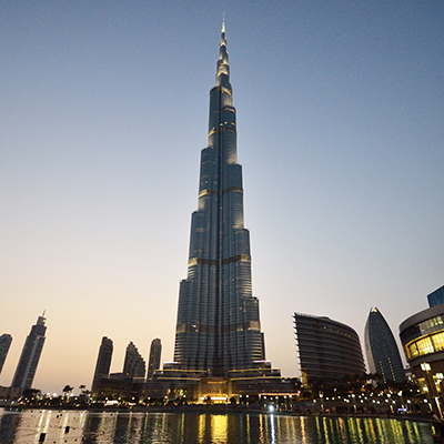 Downtown Dubai with Burj Khalifa and Dubai Mall, United Arab Emirates