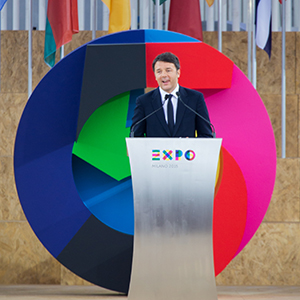 01/05/2015 Milano, Inaugurazione Expo. Il Presidente Renzi sul palco della Expo da' l'avvio ufficiale dell'Expo.
