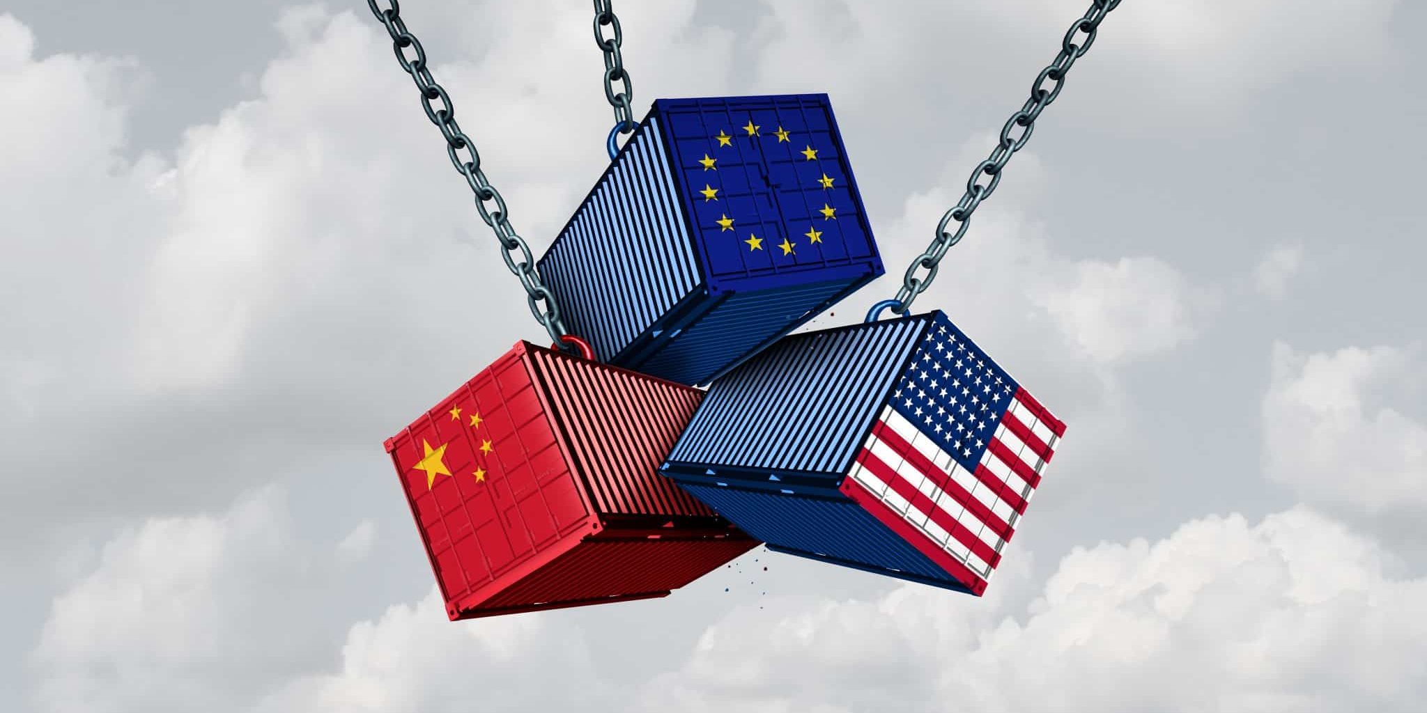 Chinese European and American tariff war_