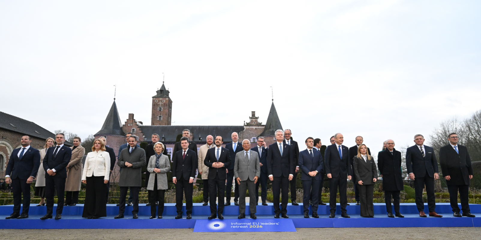 I leader dell’Unione europea riuniti al Castello di Alden Biesen per il ritiro informale dedicato alla competitività. © Consiglio europeo