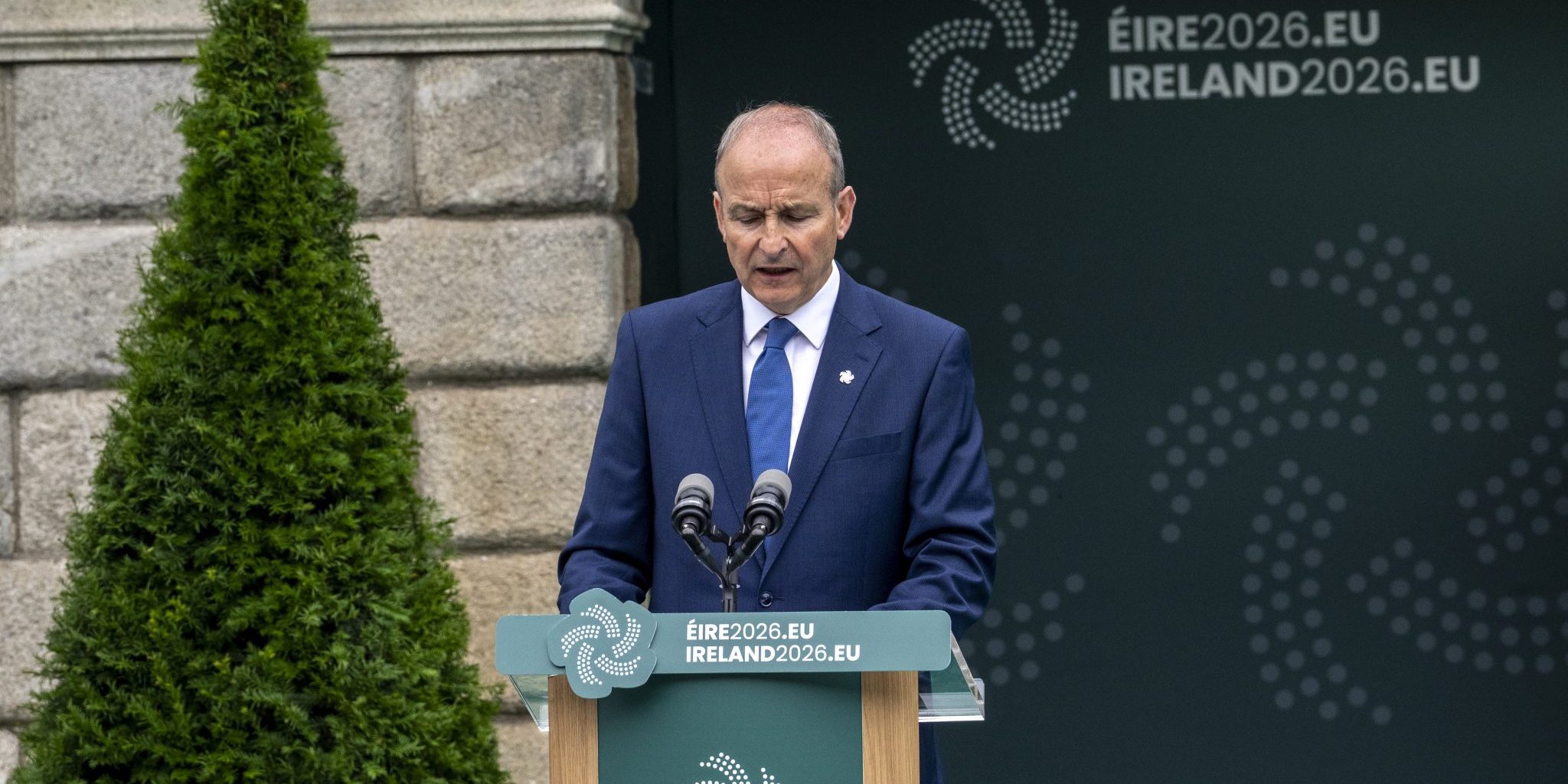Il primo ministro irlandese Micheál Martin interviene alla cerimonia di avvio della Presidenza irlandese del Consiglio dell'Unione europea.