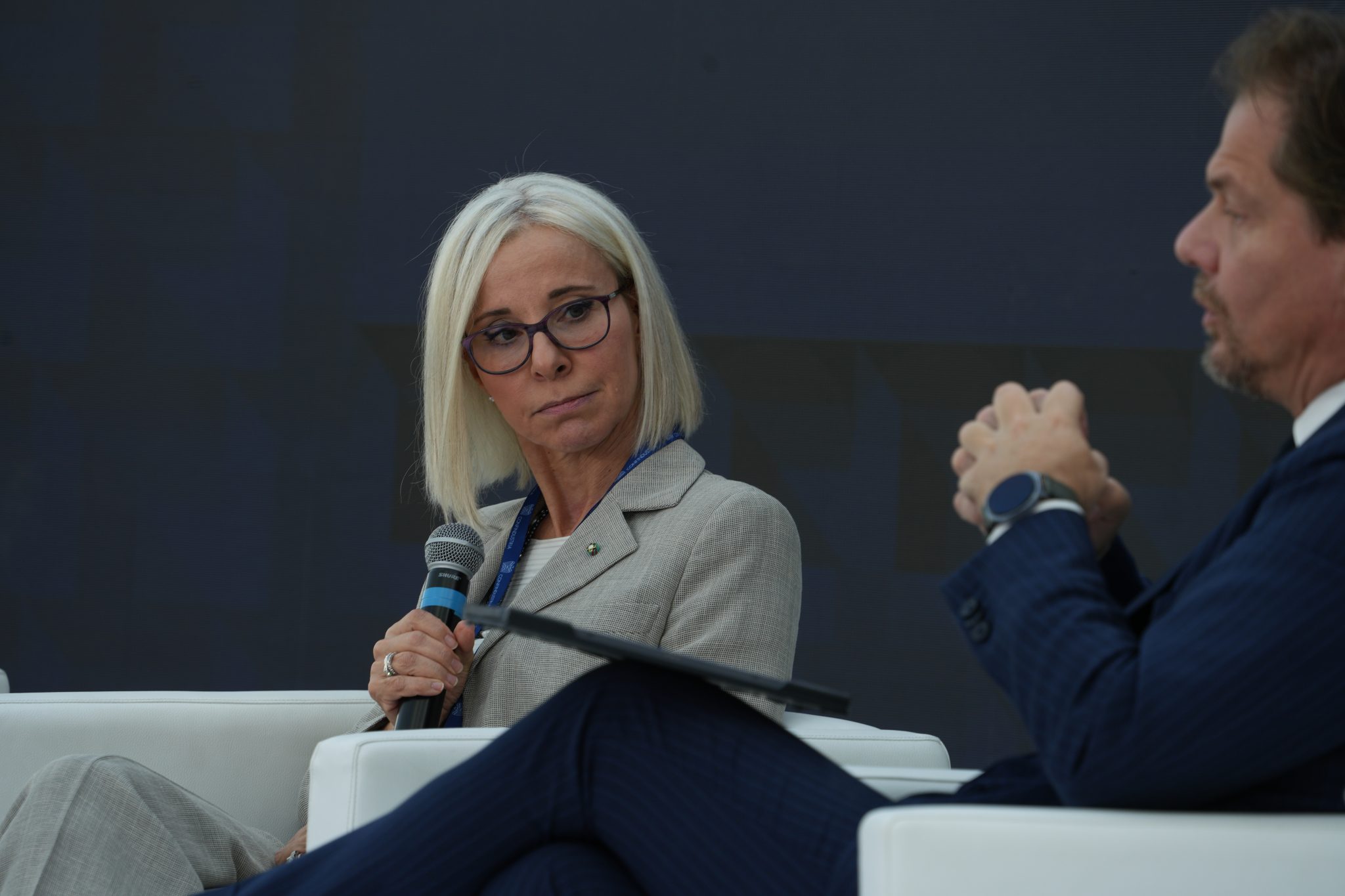Lucia Aleotti, vicepresidente di Confindustria per il Centro Studi, durante le conclusioni della presentazione del Rapporto di previsione d’autunno 2026.