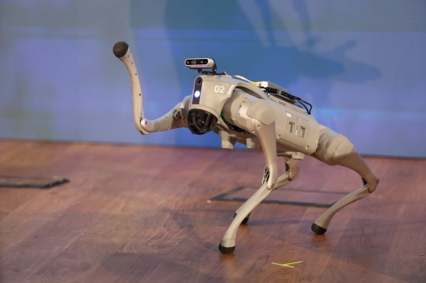 Il cane robot sul palco di ROCK 2026 durante la presentazione di Roxy, l’AI agent di RetImpresa, alla Giornata dell’Open Collaboration. Il cane robot sul palco di ROCK 2026 durante la presentazione di Roxy, l’AI agent di RetImpresa, alla Giornata dell’Open Collaboration.